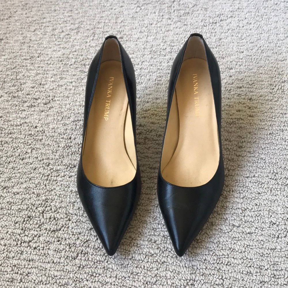 Black leather stiletto heels
